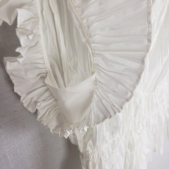 Rebecca Taylor Broomstick Peplum Blouse Flutter Sleeves in Lyria White size 14/L - Picture 12 of 16